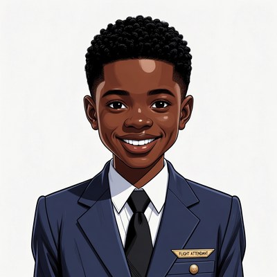 African-American boy as flight attendant