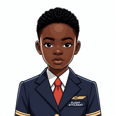 African boy flight attendant illustration