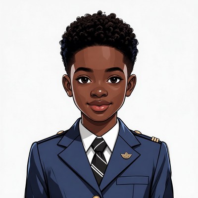 African-American boy in pilot uniform