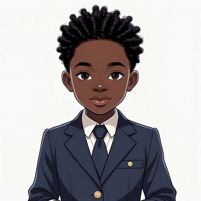 African boy in suit illustration