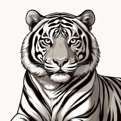 Detailed tiger face illustration