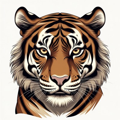 Detailed tiger face illustration