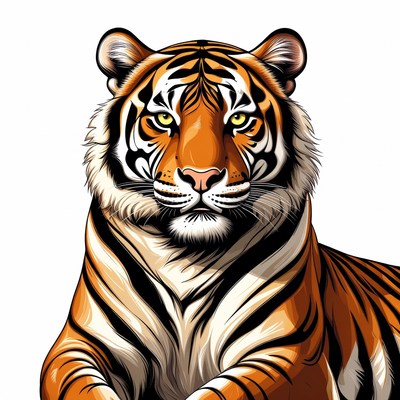 Fierce tiger illustration on white background