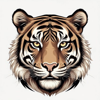 Detailed tiger face illustration