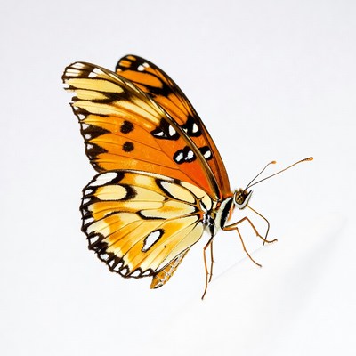 Orange Tiger Butterfly on White Background
