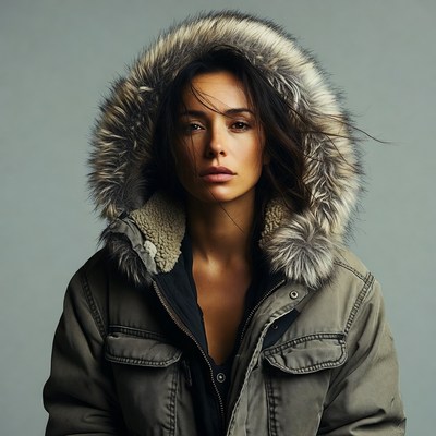 Woman in fur hooded parka
