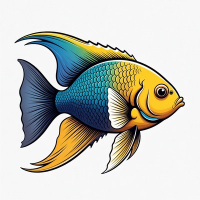 Colorful Angelfish Illustration