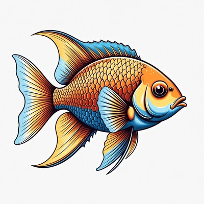 Colorful Cartoon Goldfish Illustration