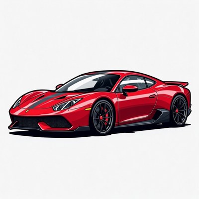 Red Ferrari Sports Car Illustration