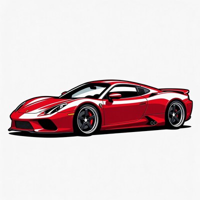 Red Ferrari Sports Car Illustration
