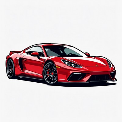 Red Porsche Sports Car Illustration