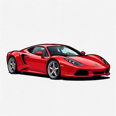 Red Ferrari Sports Car Illustration