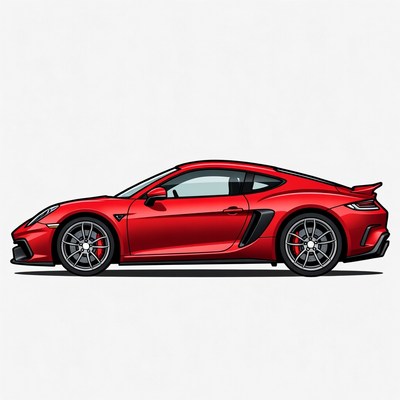 Red Porsche 718 Cayman GT4 Side View