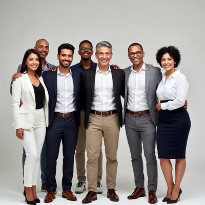 Diverse professional team standing together