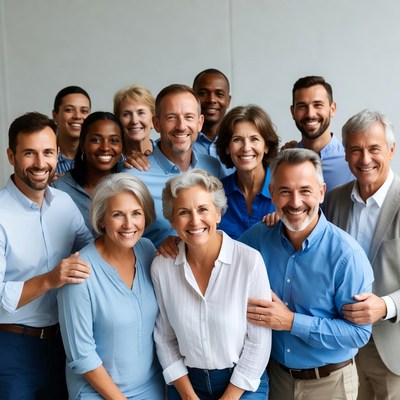 Diverse smiling team group photo
