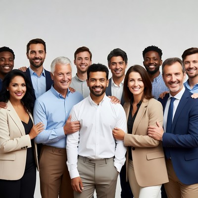 Diverse professional team smiling together