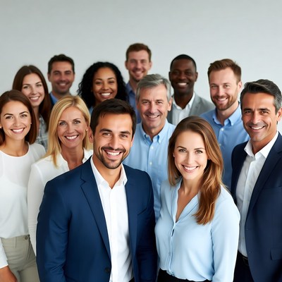 Diverse business team smiling together
