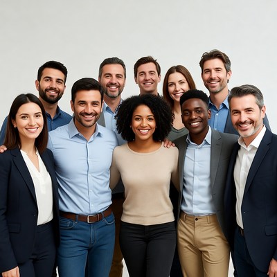 Diverse professional team smiling together