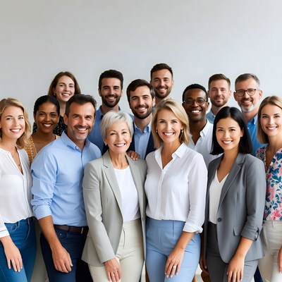 Diverse professional team smiling together