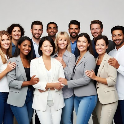 Diverse team smiling together