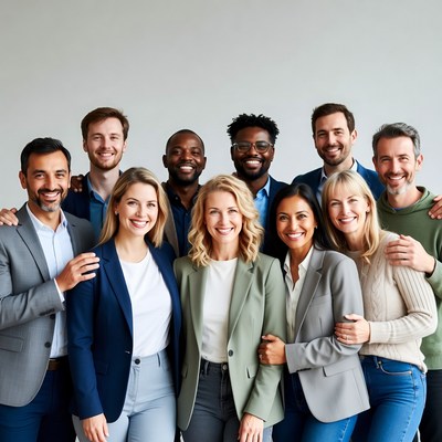 Diverse professional team smiling together