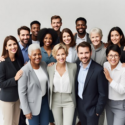 Diverse professional team smiling together
