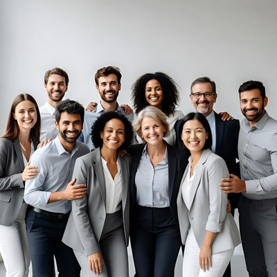 Diverse professional team smiling together
