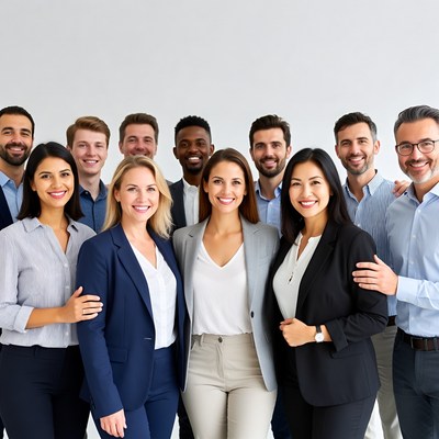 Diverse professional team smiling together