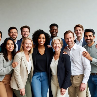 Diverse professional team group photo