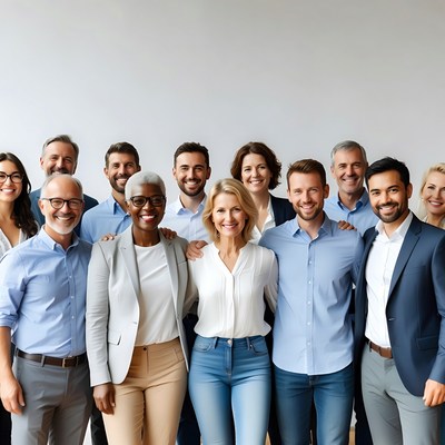 Diverse professional team standing together