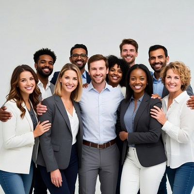 Diverse business team group smiling