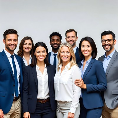 Diverse business team smiling together