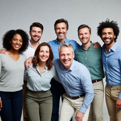 Diverse professional team smiling together