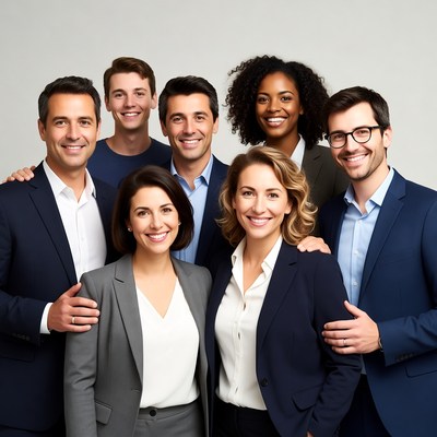Diverse professional team smiling together