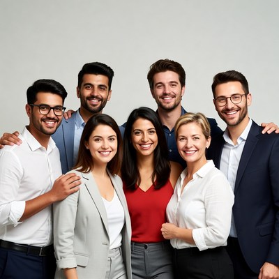Diverse professional team smiling together