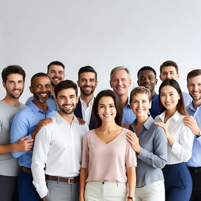 Diverse professional team smiling together