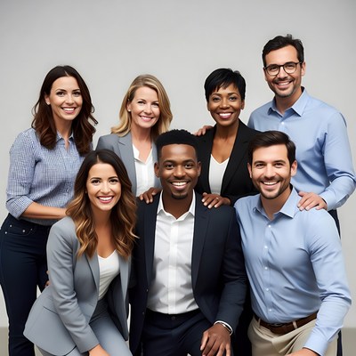 Diverse professional team smiling together