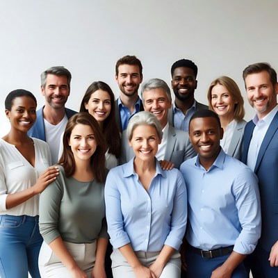 Diverse professional team smiling together