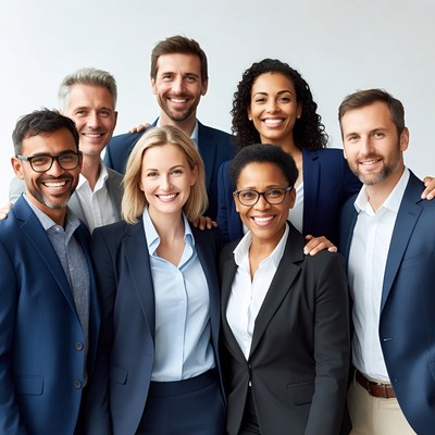 Diverse professional team smiling together