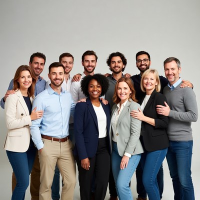 Diverse professional team standing together