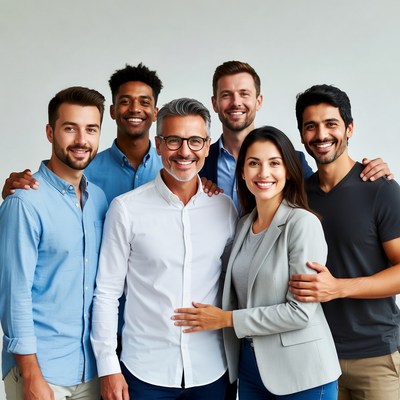 Diverse team smiling together