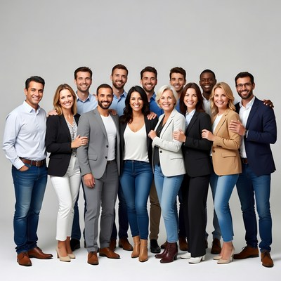 Diverse professional team standing together