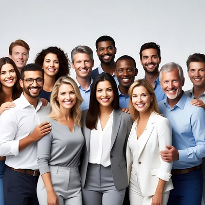 Diverse professional team smiling together
