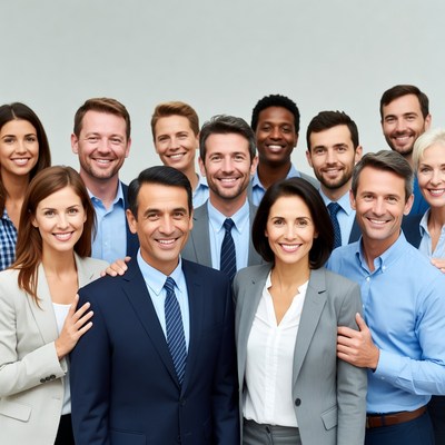 Diverse business team smiling together