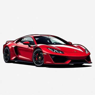 Red Lamborghini Supercar Illustration