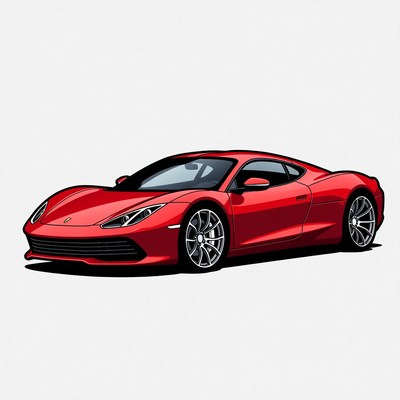 Red Ferrari Supercar Illustration