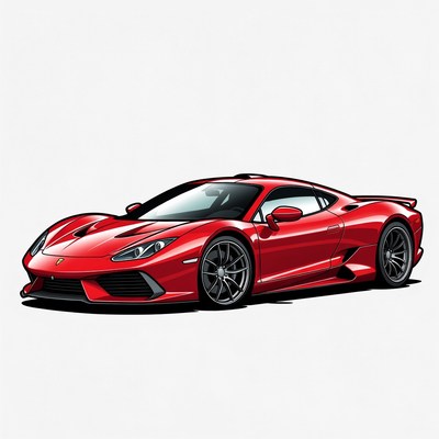 Red Ferrari Supercar Illustration