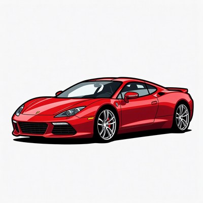 Red Ferrari sports car illustration