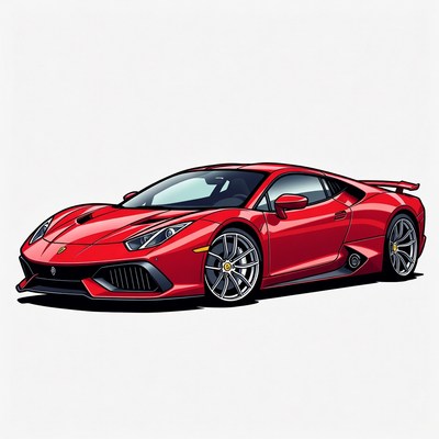 Red Ferrari 488 GTB Supercar Illustration