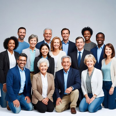 Diverse professional team standing together